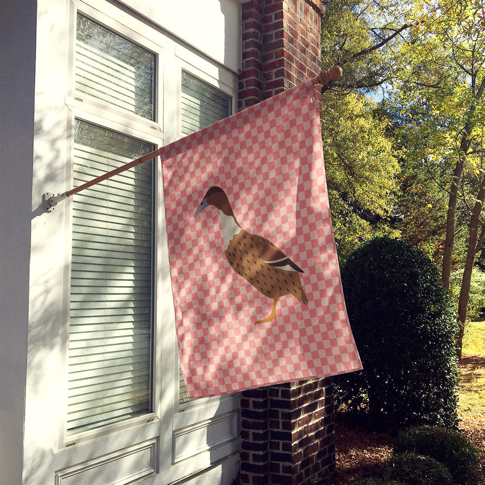 Dutch Hook Bill Duck Pink Check House Flag 28x40 Porch Sleeve Pole Decorative Outside Yard Banner Artwork Wall Hanging, Polyester