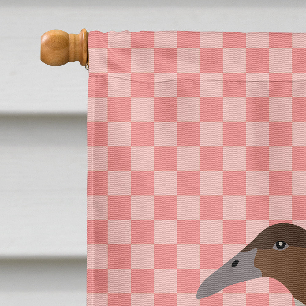 Dutch Hook Bill Duck Pink Check House Flag 28x40 Porch Sleeve Pole Decorative Outside Yard Banner Artwork Wall Hanging, Polyester