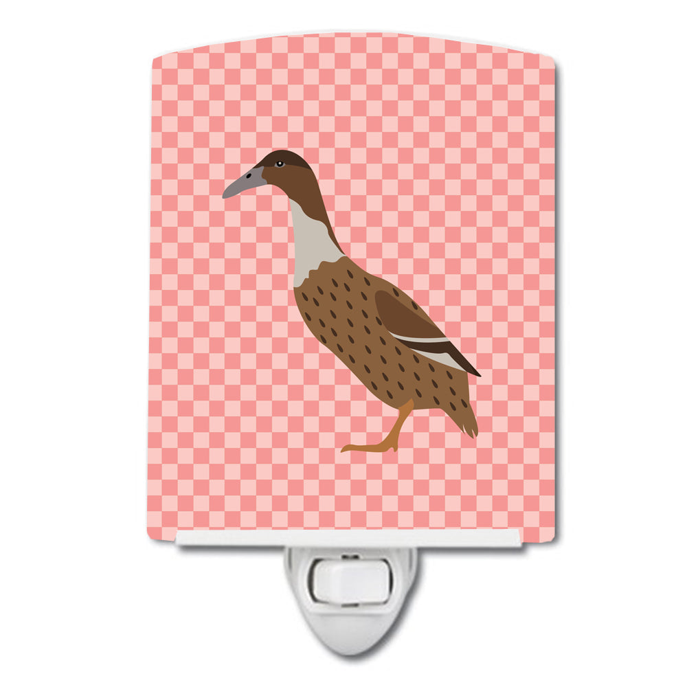 Dutch Hook Bill Duck Pink Check Ceramic Night Light Compact, UL-Certified, Ideal for Bedroom, Bathroom, Nursery, Hallway, Kitchen, 6x4x3, Multicolor