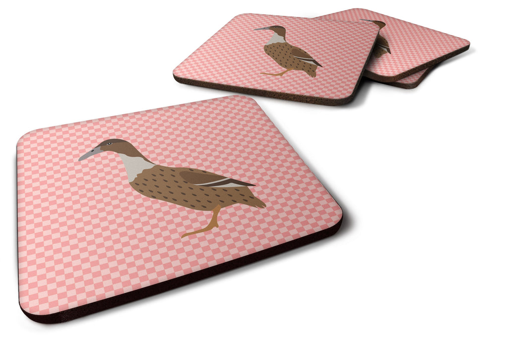 Dutch Hook Bill Duck Pink Check Foam Coasters Set of 4 Cup Coasters for Indoor Outdoor, Tabletop Protection, Anti Slip, Mouse pad Material