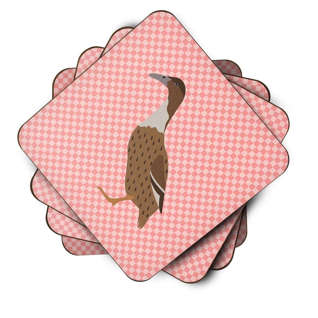 Dutch Hook Bill Duck Pink Check Foam Coasters Set of 4 Cup Coasters for Indoor Outdoor, Tabletop Protection, Anti Slip, Mouse pad Material
