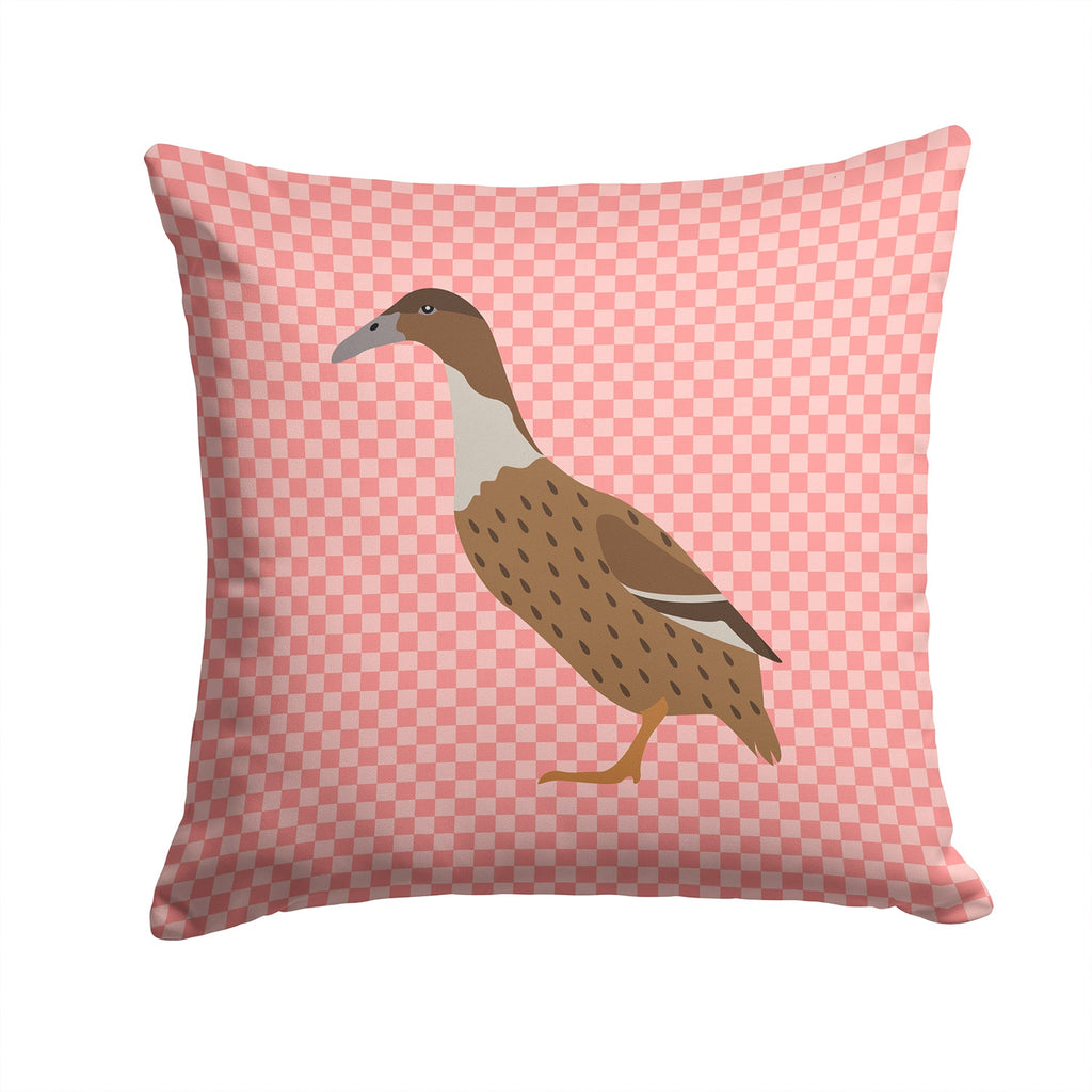 Dutch Hook Bill Duck Pink Check Decorative Throw Pillow 14x14 Indoor Outdoor Accent Cushion, Fabric Cover with Insert for Sofa, Bed, Porch & Living Room