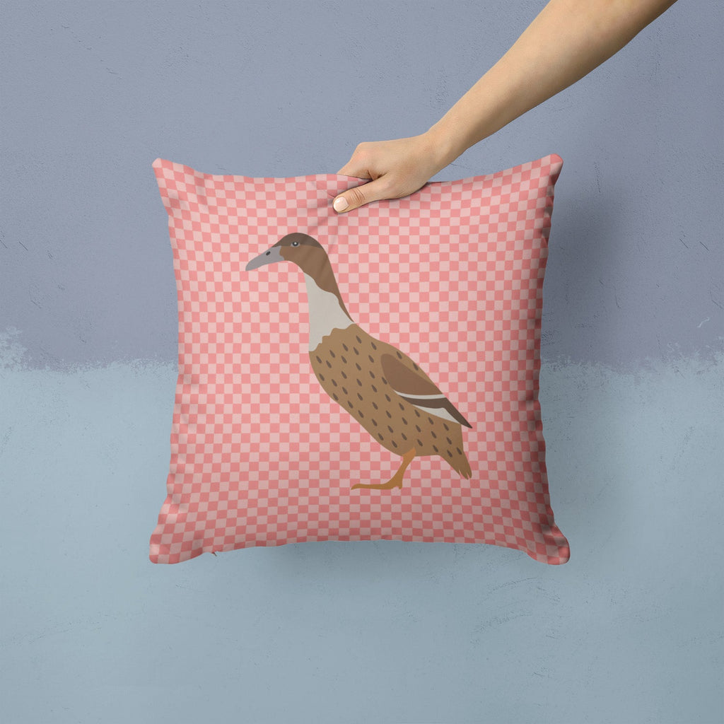 Dutch Hook Bill Duck Pink Check Decorative Throw Pillow 14x14 Indoor Outdoor Accent Cushion, Fabric Cover with Insert for Sofa, Bed, Porch & Living Room