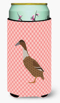 Dutch Hook Bill Duck Pink Check Tall Boy Hugger Can Cooler Sleeve Machine Washable Drink Collapsible Insulator Beverage Insulated Holder