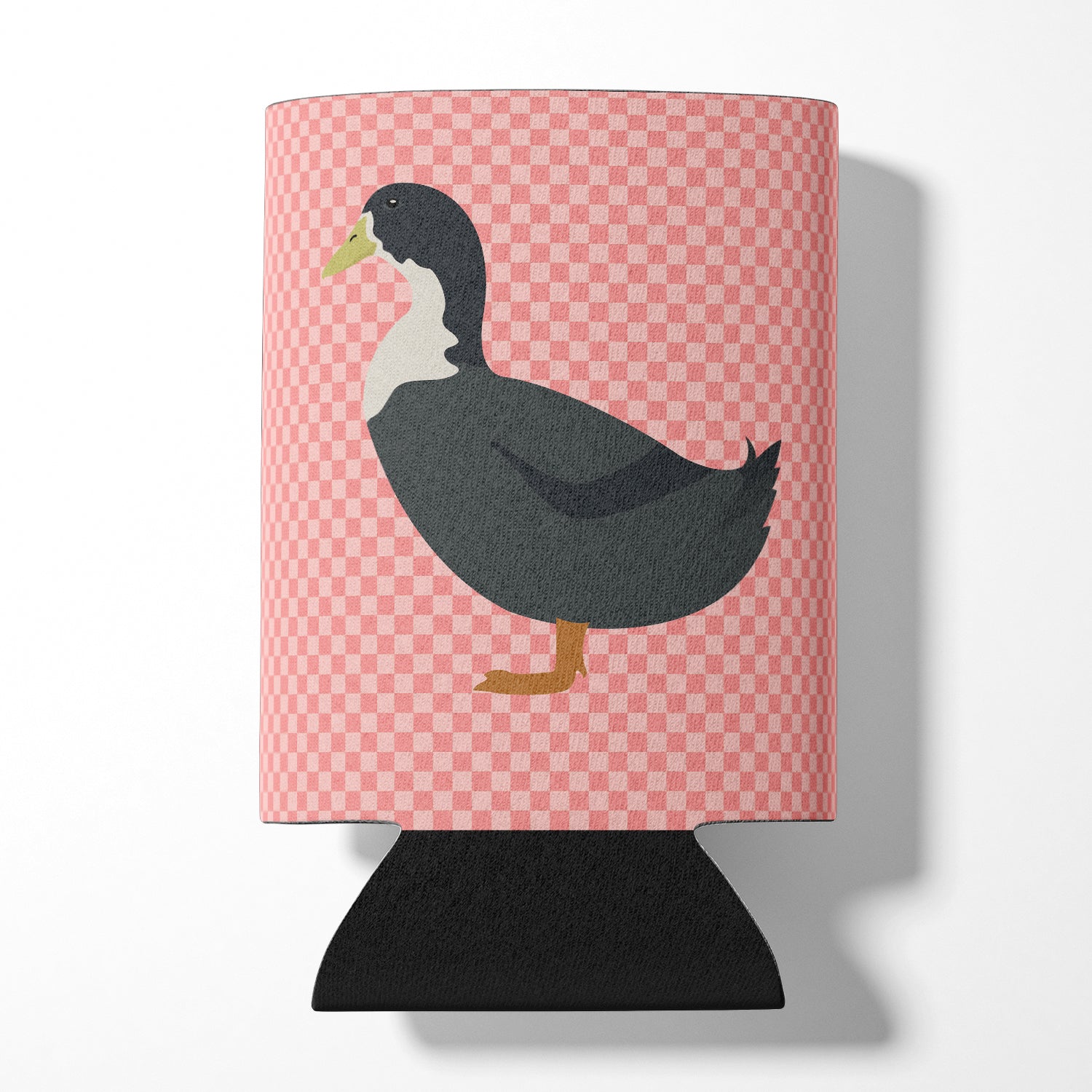 Blue Swedish Duck Pink Check Can or Bottle Hugger Cooler Sleeve for Standard 12 oz Cans, Insulated Foam Beer & Soda Can Hugger Reusable