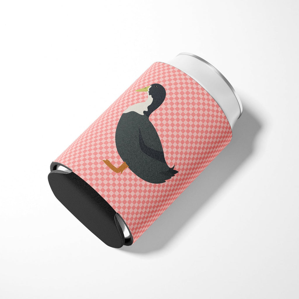Blue Swedish Duck Pink Check Can or Bottle Hugger Cooler Sleeve for Standard 12 oz Cans, Insulated Foam Beer & Soda Can Hugger Reusable