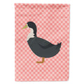 Blue Swedish Duck Pink Check House Flag 28x40 Porch Sleeve Pole Decorative Outside Yard Banner Artwork Wall Hanging, Polyester
