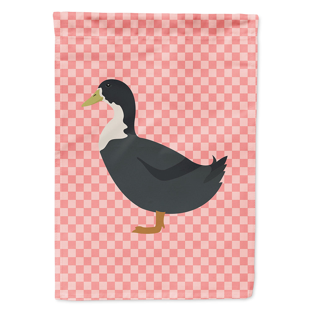 Blue Swedish Duck Pink Check House Flag 28x40 Porch Sleeve Pole Decorative Outside Yard Banner Artwork Wall Hanging, Polyester