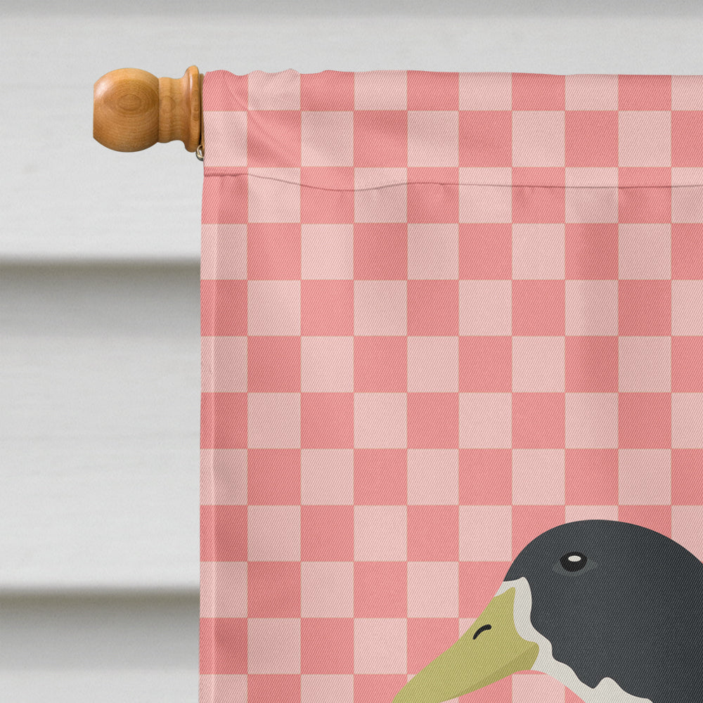 Blue Swedish Duck Pink Check House Flag 28x40 Porch Sleeve Pole Decorative Outside Yard Banner Artwork Wall Hanging, Polyester