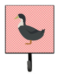 Blue Swedish Duck Pink Check Leash or Key Holder Wall Hooks, Key Hooks Holder, Coat Rack Wall Mount, Coat Hooks, Hooks for Hanging Keys, Towels, Aprons, Leashes