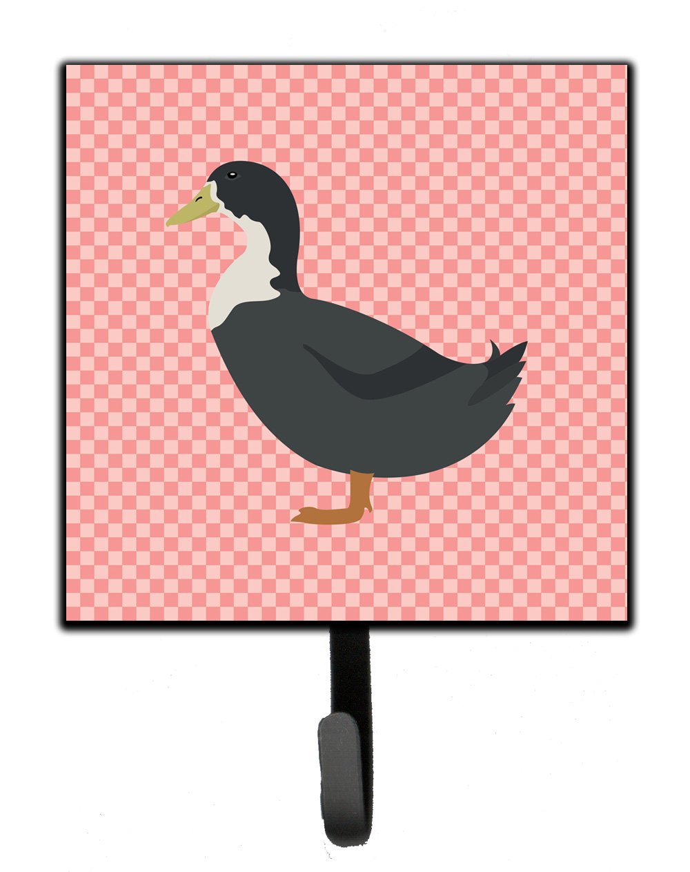 Blue Swedish Duck Pink Check Leash or Key Holder Wall Hooks, Key Hooks Holder, Coat Rack Wall Mount, Coat Hooks, Hooks for Hanging Keys, Towels, Aprons, Leashes
