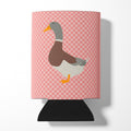 Saxony Sachsenente Duck Pink Check Can or Bottle Hugger Cooler Sleeve for Standard 12 oz Cans, Insulated Foam Beer & Soda Can Hugger Reusable