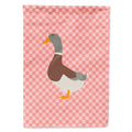 Saxony Sachsenente Duck Pink Check House Flag 28x40 Porch Sleeve Pole Decorative Outside Yard Banner Artwork Wall Hanging, Polyester