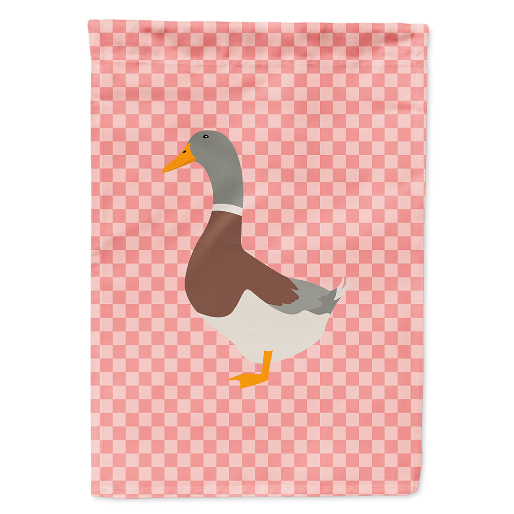 Saxony Sachsenente Duck Pink Check House Flag 28x40 Porch Sleeve Pole Decorative Outside Yard Banner Artwork Wall Hanging, Polyester