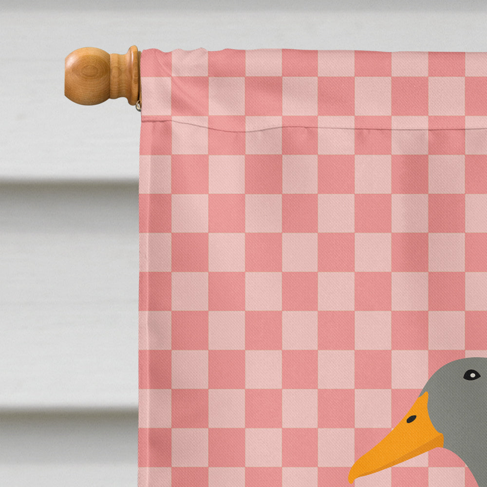Saxony Sachsenente Duck Pink Check House Flag 28x40 Porch Sleeve Pole Decorative Outside Yard Banner Artwork Wall Hanging, Polyester