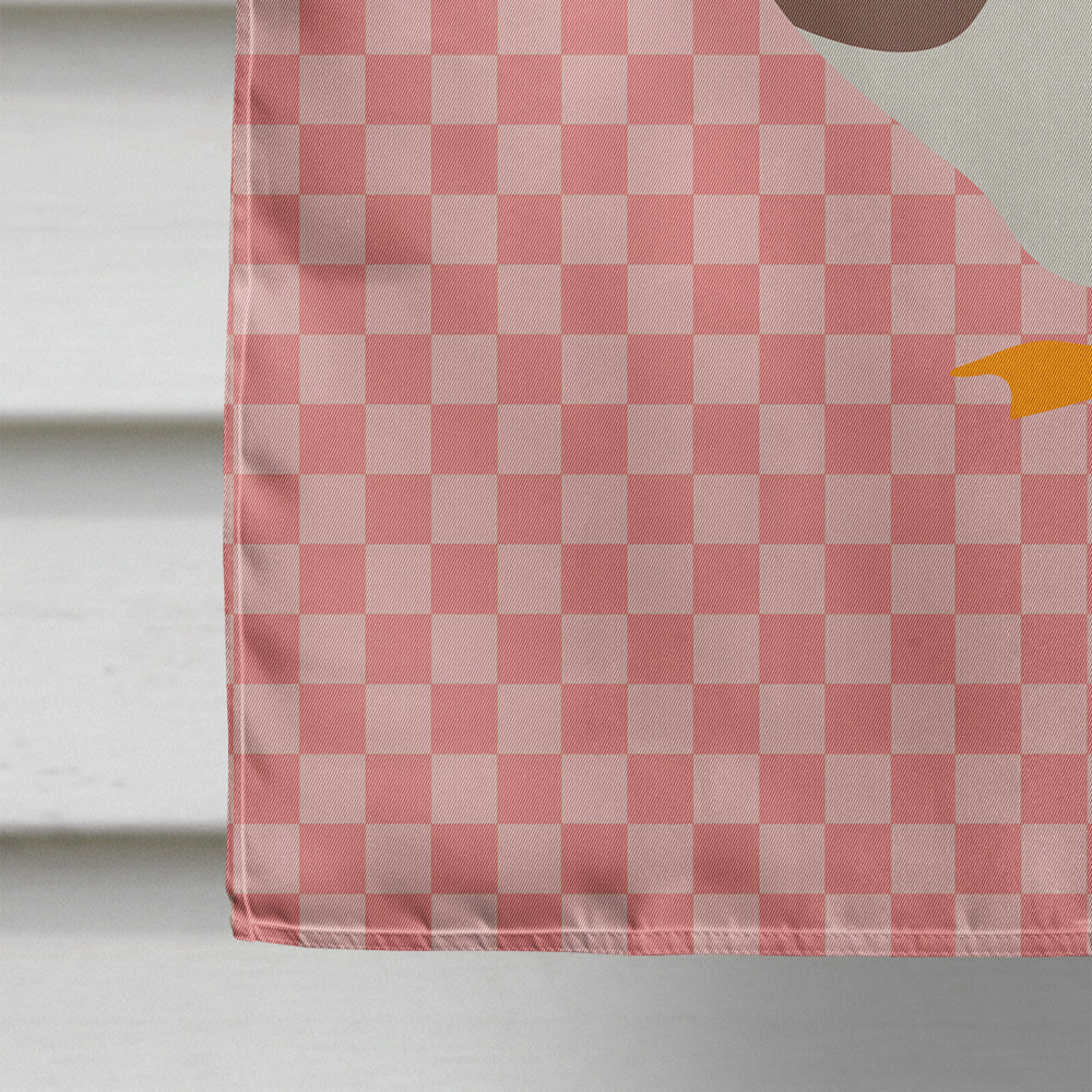Saxony Sachsenente Duck Pink Check House Flag 28x40 Porch Sleeve Pole Decorative Outside Yard Banner Artwork Wall Hanging, Polyester