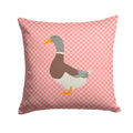 Saxony Sachsenente Duck Pink Check Decorative Throw Pillow 14x14 Indoor Outdoor Accent Cushion, Fabric Cover with Insert for Sofa, Bed, Porch & Living Room