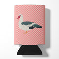Muscovy Duck Pink Check Can or Bottle Hugger Cooler Sleeve for Standard 12 oz Cans, Insulated Foam Beer & Soda Can Hugger Reusable