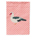 Muscovy Duck Pink Check House Flag 28x40 Porch Sleeve Pole Decorative Outside Yard Banner Artwork Wall Hanging, Polyester