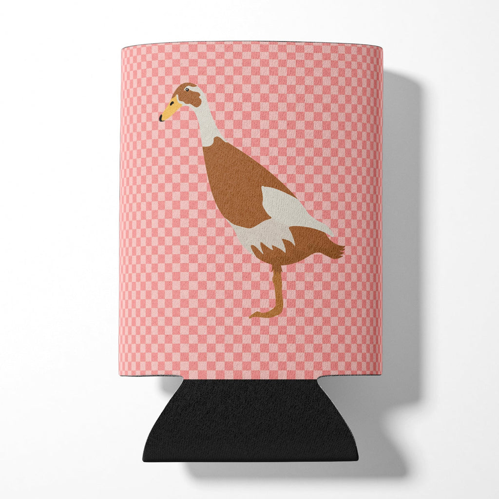 Indian Runner Duck Pink Check Can or Bottle Hugger Cooler Sleeve for Standard 12 oz Cans, Insulated Foam Beer & Soda Can Hugger Reusable