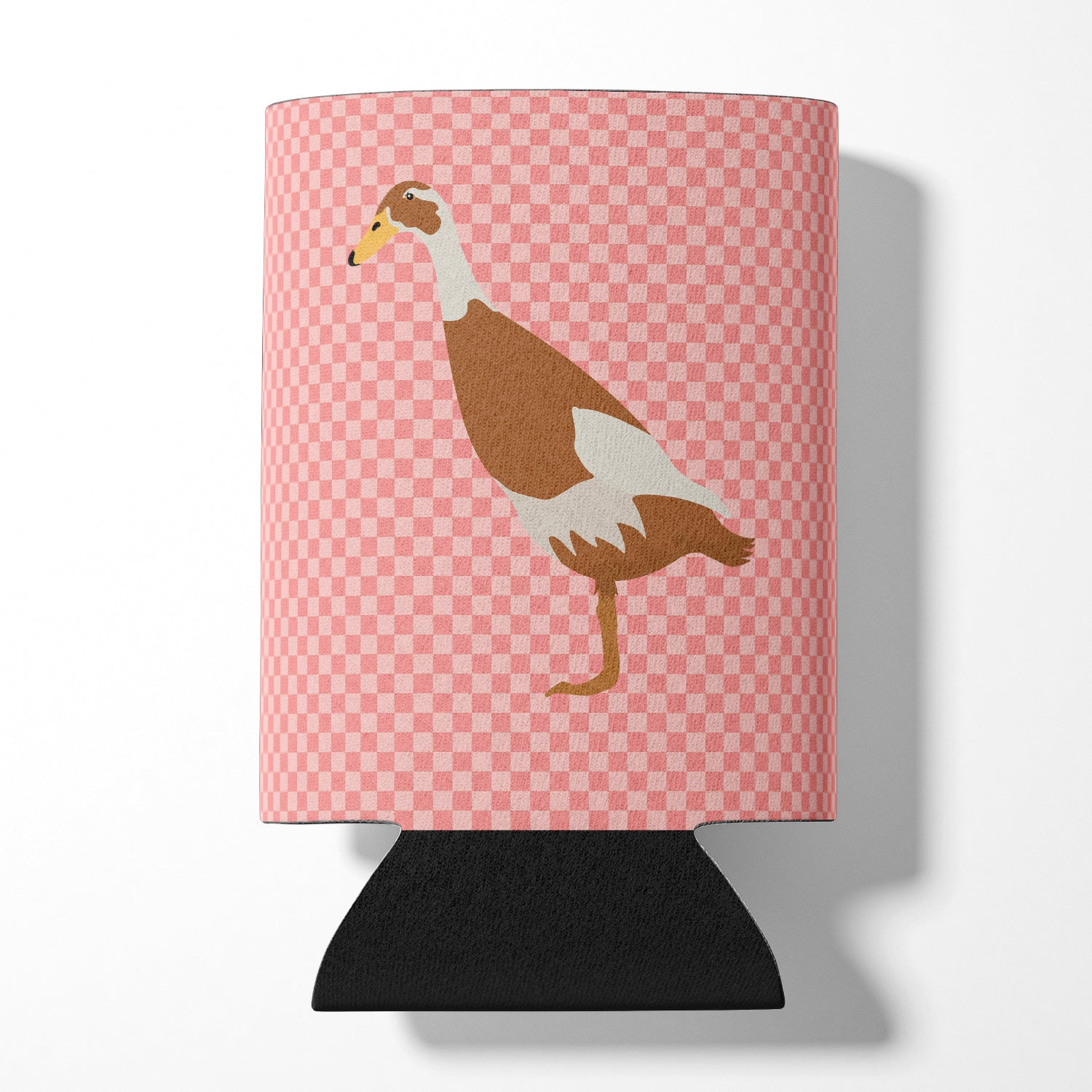 Indian Runner Duck Pink Check Can or Bottle Hugger Cooler Sleeve for Standard 12 oz Cans, Insulated Foam Beer & Soda Can Hugger Reusable