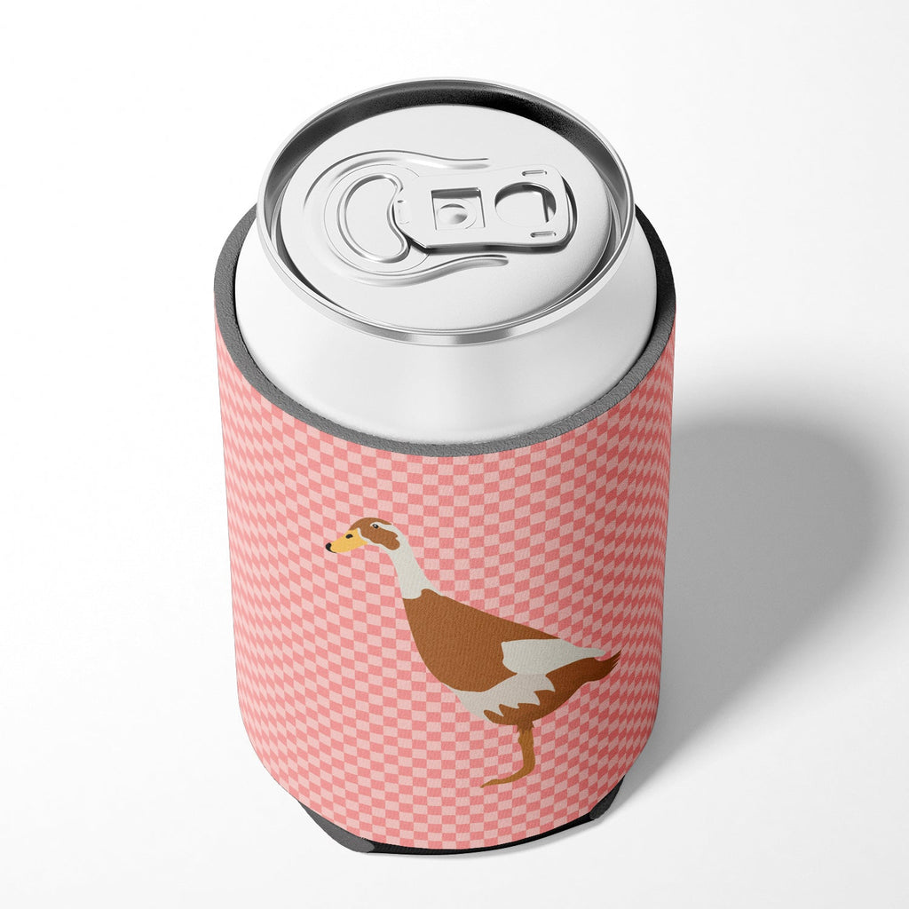 Indian Runner Duck Pink Check Can or Bottle Hugger Cooler Sleeve for Standard 12 oz Cans, Insulated Foam Beer & Soda Can Hugger Reusable