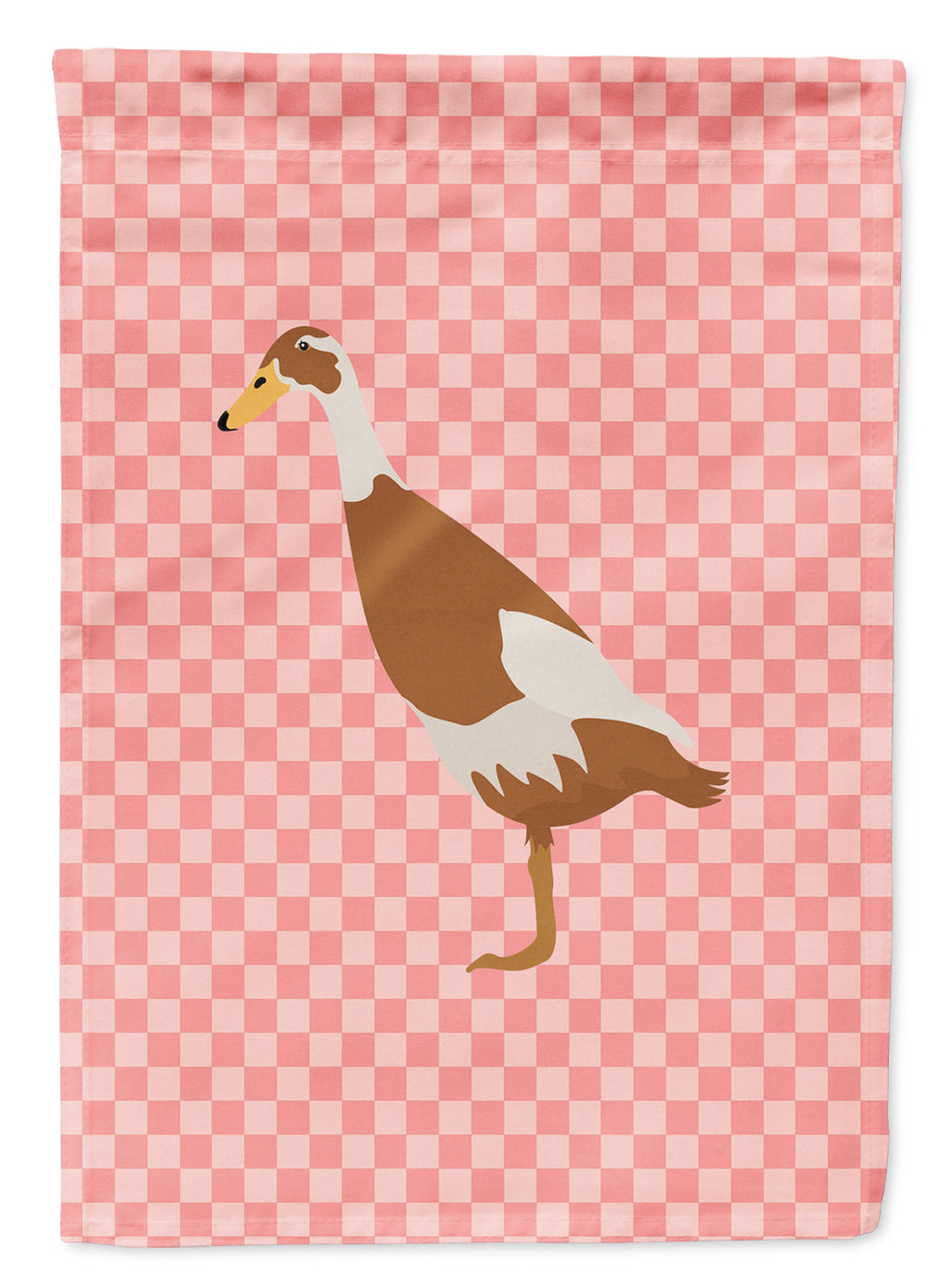 Indian Runner Duck Pink Check House Flag 28x40 Porch Sleeve Pole Decorative Outside Yard Banner Artwork Wall Hanging, Polyester