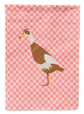 Indian Runner Duck Pink Check House Flag 28x40 Porch Sleeve Pole Decorative Outside Yard Banner Artwork Wall Hanging, Polyester