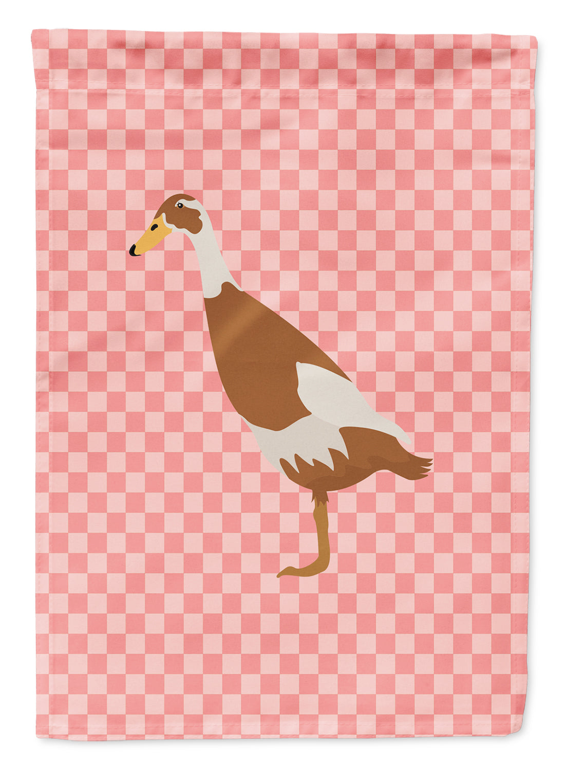Indian Runner Duck Pink Check House Flag 28x40 Porch Sleeve Pole Decorative Outside Yard Banner Artwork Wall Hanging, Polyester