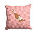 Indian Runner Duck Pink Check Decorative Throw Pillow 14x14 Indoor Outdoor Accent Cushion, Fabric Cover with Insert for Sofa, Bed, Porch & Living Room