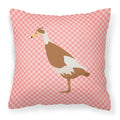 Indian Runner Duck Pink Check Decorative Throw Pillow 18x18 Indoor Outdoor Accent Cushion, Fabric Cover with Insert for Sofa, Bed, Porch & Living Room