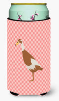 Indian Runner Duck Pink Check Tall Boy Hugger Can Cooler Sleeve Machine Washable Drink Collapsible Insulator Beverage Insulated Holder