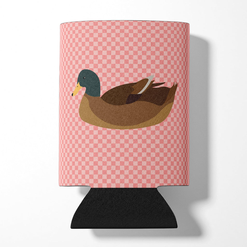 Khaki Campbell Duck Pink Check Can or Bottle Hugger Cooler Sleeve for Standard 12 oz Cans, Insulated Foam Beer & Soda Can Hugger Reusable