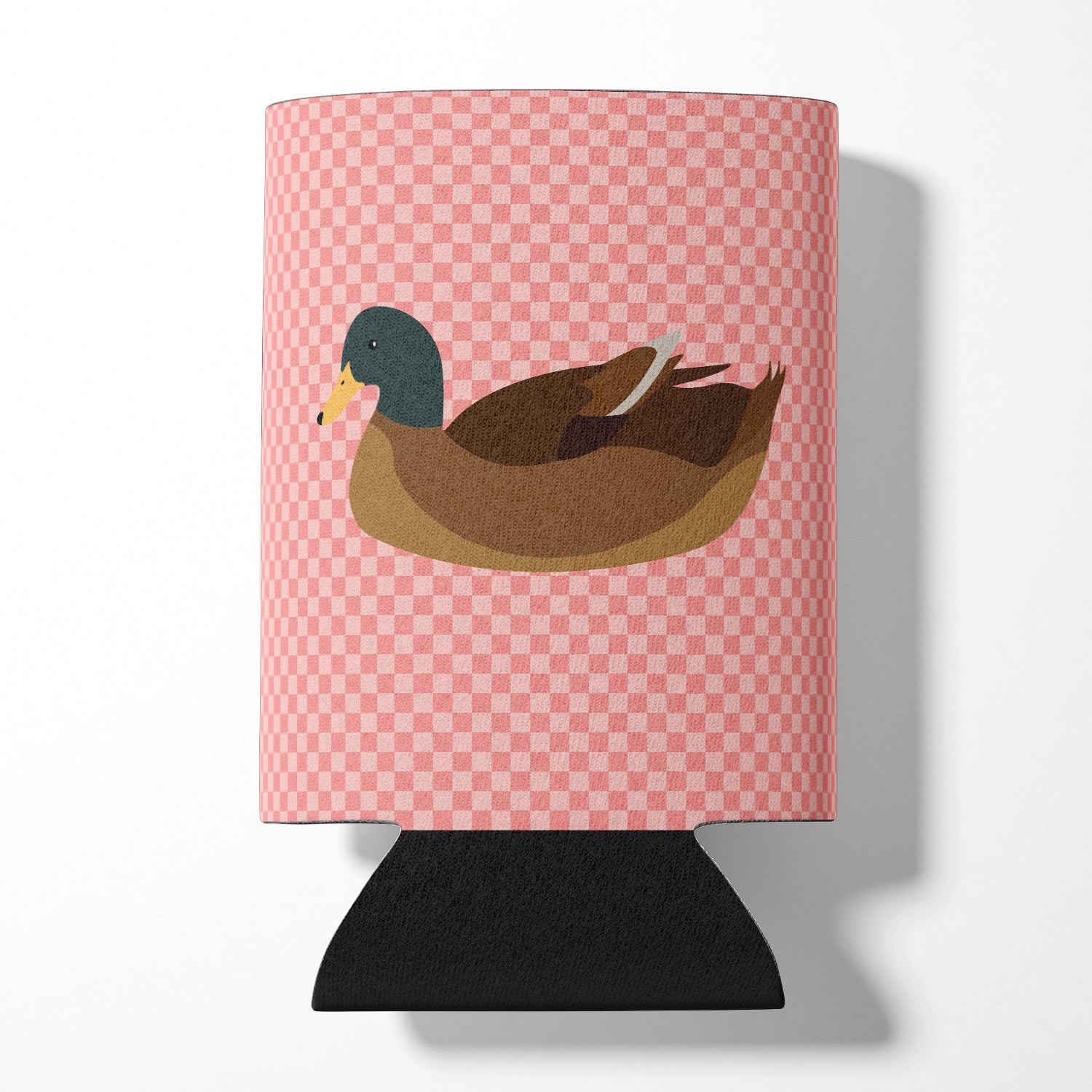 Khaki Campbell Duck Pink Check Can or Bottle Hugger Cooler Sleeve for Standard 12 oz Cans, Insulated Foam Beer & Soda Can Hugger Reusable