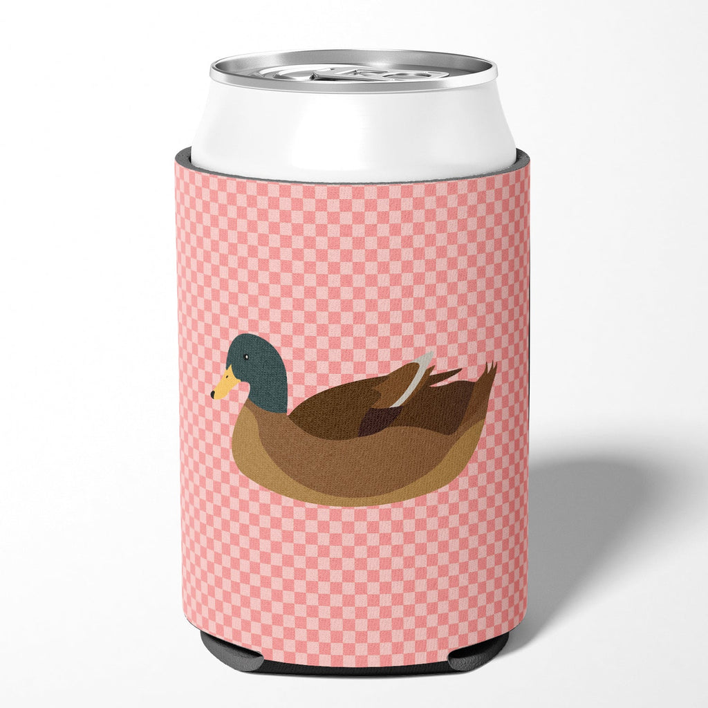 Khaki Campbell Duck Pink Check Can or Bottle Hugger Cooler Sleeve for Standard 12 oz Cans, Insulated Foam Beer & Soda Can Hugger Reusable