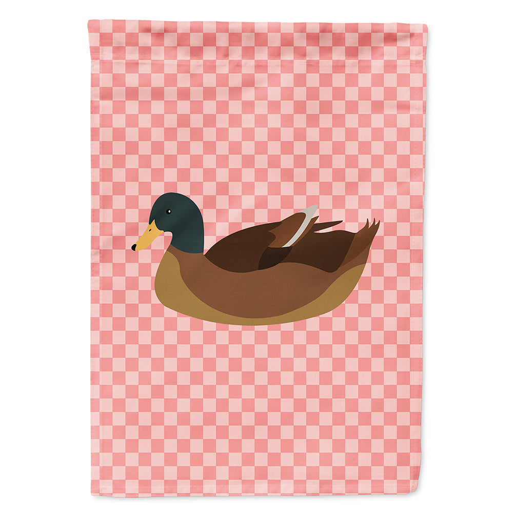 Khaki Campbell Duck Pink Check House Flag 28x40 Porch Sleeve Pole Decorative Outside Yard Banner Artwork Wall Hanging, Polyester