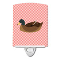Khaki Campbell Duck Pink Check Ceramic Night Light Compact, UL-Certified, Ideal for Bedroom, Bathroom, Nursery, Hallway, Kitchen, 6x4x3, Multicolor