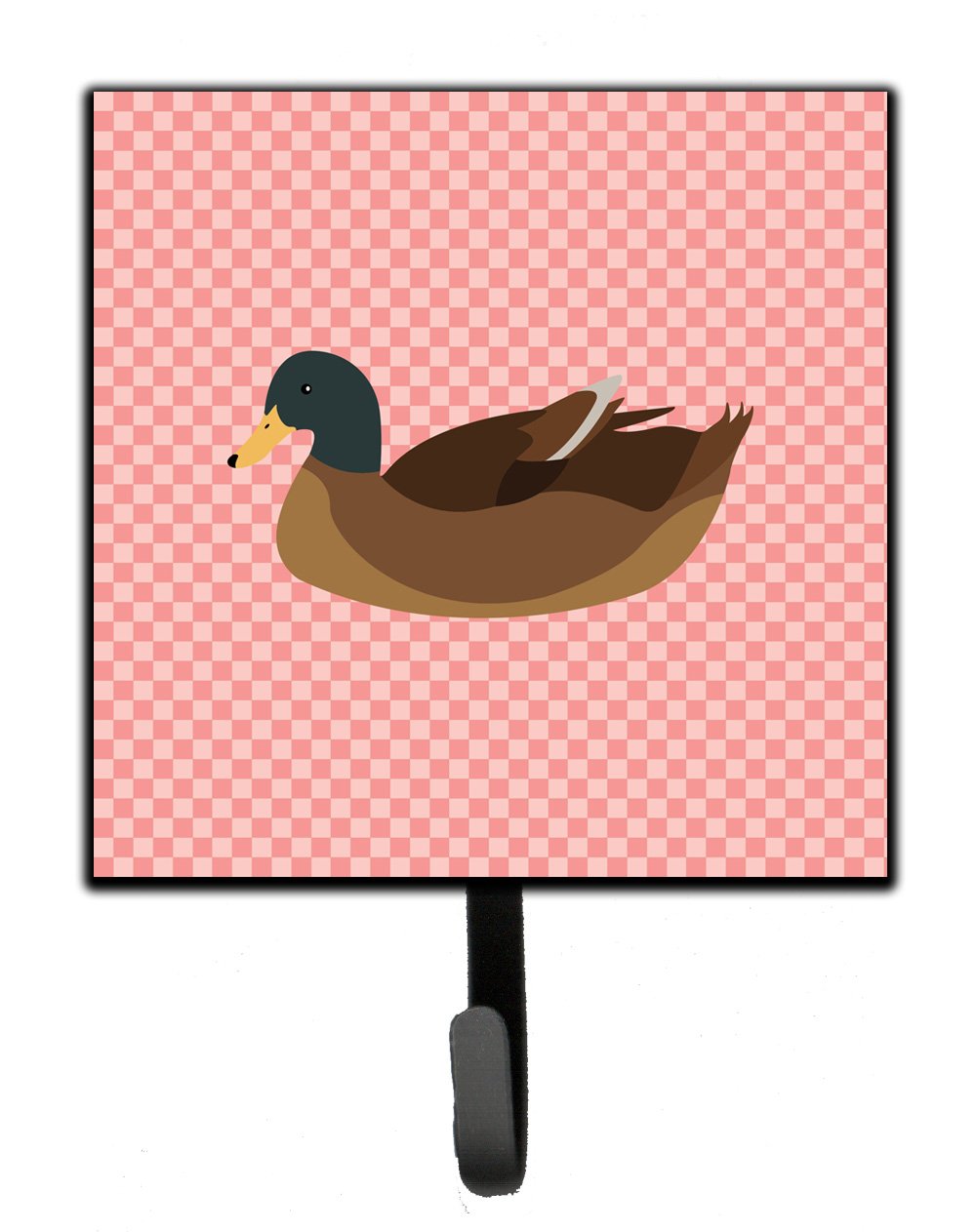 Khaki Campbell Duck Pink Check Leash or Key Holder Wall Hooks, Key Hooks Holder, Coat Rack Wall Mount, Coat Hooks, Hooks for Hanging Keys, Towels, Aprons, Leashes