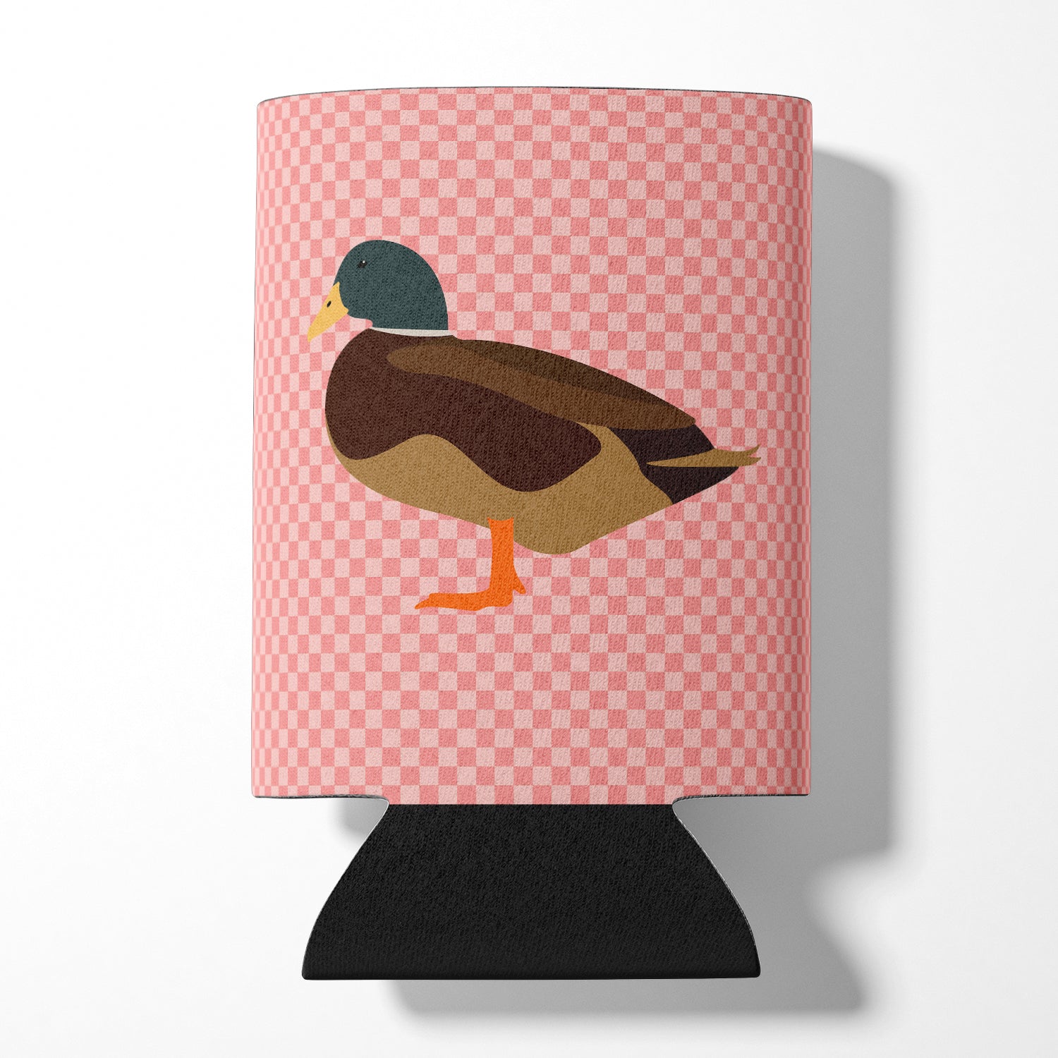 Silver Bantam Duck Pink Check Can or Bottle Hugger Cooler Sleeve for Standard 12 oz Cans, Insulated Foam Beer & Soda Can Hugger Reusable