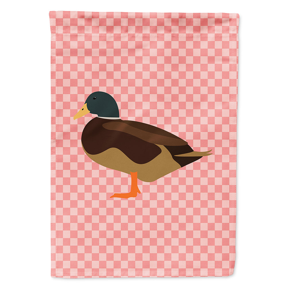 Silver Bantam Duck Pink Check House Flag 28x40 Porch Sleeve Pole Decorative Outside Yard Banner Artwork Wall Hanging, Polyester