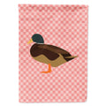 Silver Bantam Duck Pink Check House Flag 28x40 Porch Sleeve Pole Decorative Outside Yard Banner Artwork Wall Hanging, Polyester