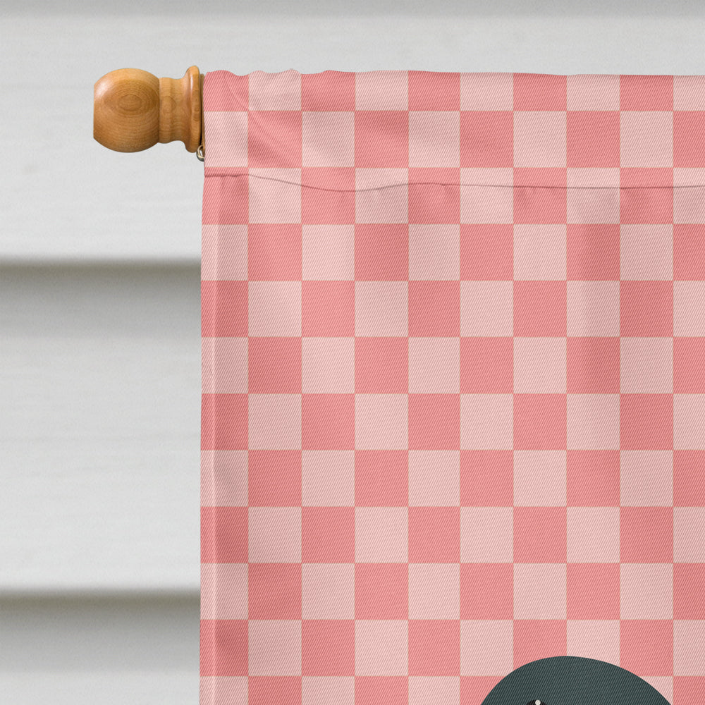 Silver Bantam Duck Pink Check House Flag 28x40 Porch Sleeve Pole Decorative Outside Yard Banner Artwork Wall Hanging, Polyester