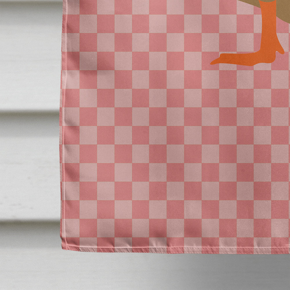 Silver Bantam Duck Pink Check House Flag 28x40 Porch Sleeve Pole Decorative Outside Yard Banner Artwork Wall Hanging, Polyester