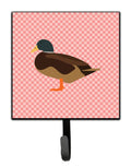 Silver Bantam Duck Pink Check Leash or Key Holder Wall Hooks, Key Hooks Holder, Coat Rack Wall Mount, Coat Hooks, Hooks for Hanging Keys, Towels, Aprons, Leashes