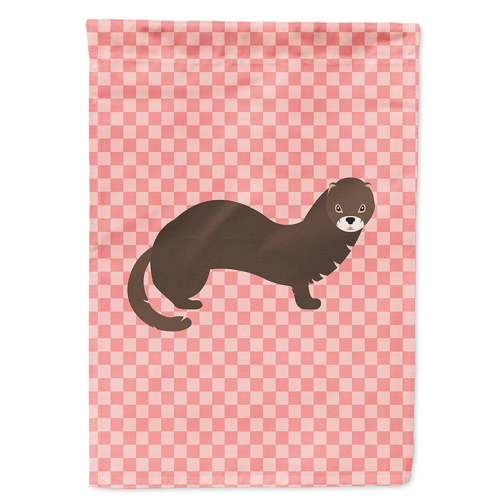 Russian or European Mink Pink Check House Flag 28x40 Porch Sleeve Pole Decorative Outside Yard Banner Artwork Wall Hanging, Polyester