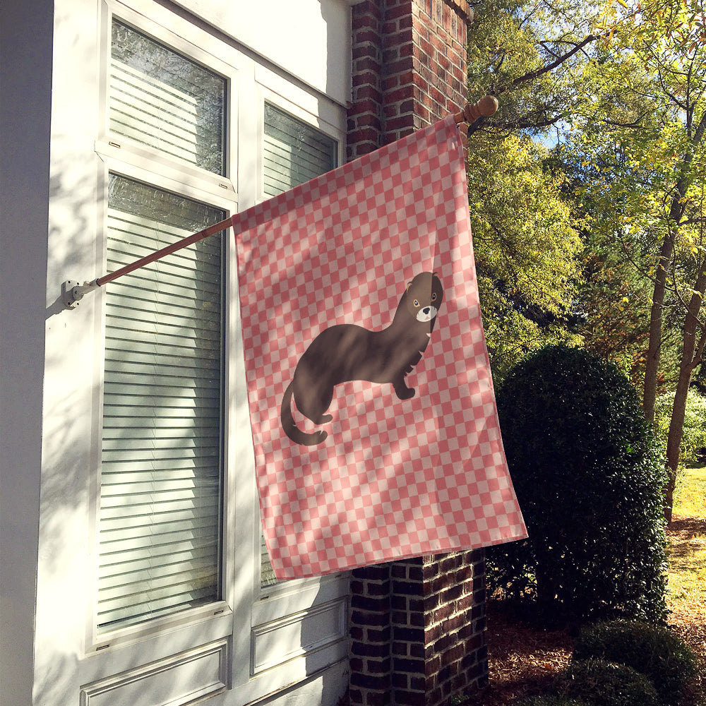 Russian or European Mink Pink Check House Flag 28x40 Porch Sleeve Pole Decorative Outside Yard Banner Artwork Wall Hanging, Polyester