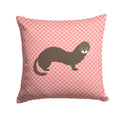 Russian or European Mink Pink Check Decorative Throw Pillow 14x14 Indoor Outdoor Accent Cushion, Fabric Cover with Insert for Sofa, Bed, Porch & Living Room
