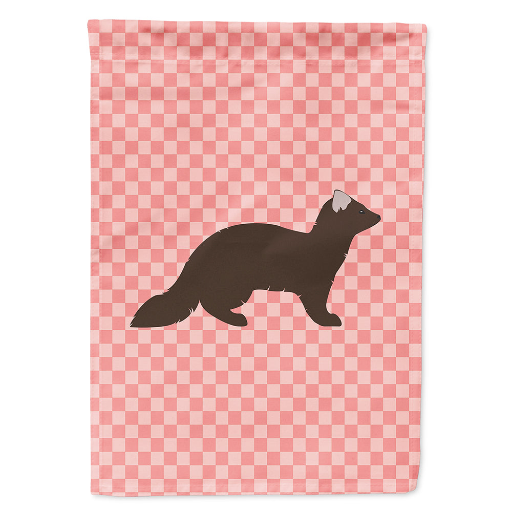 Sable Marten Pink Check House Flag 28x40 Porch Sleeve Pole Decorative Outside Yard Banner Artwork Wall Hanging, Polyester