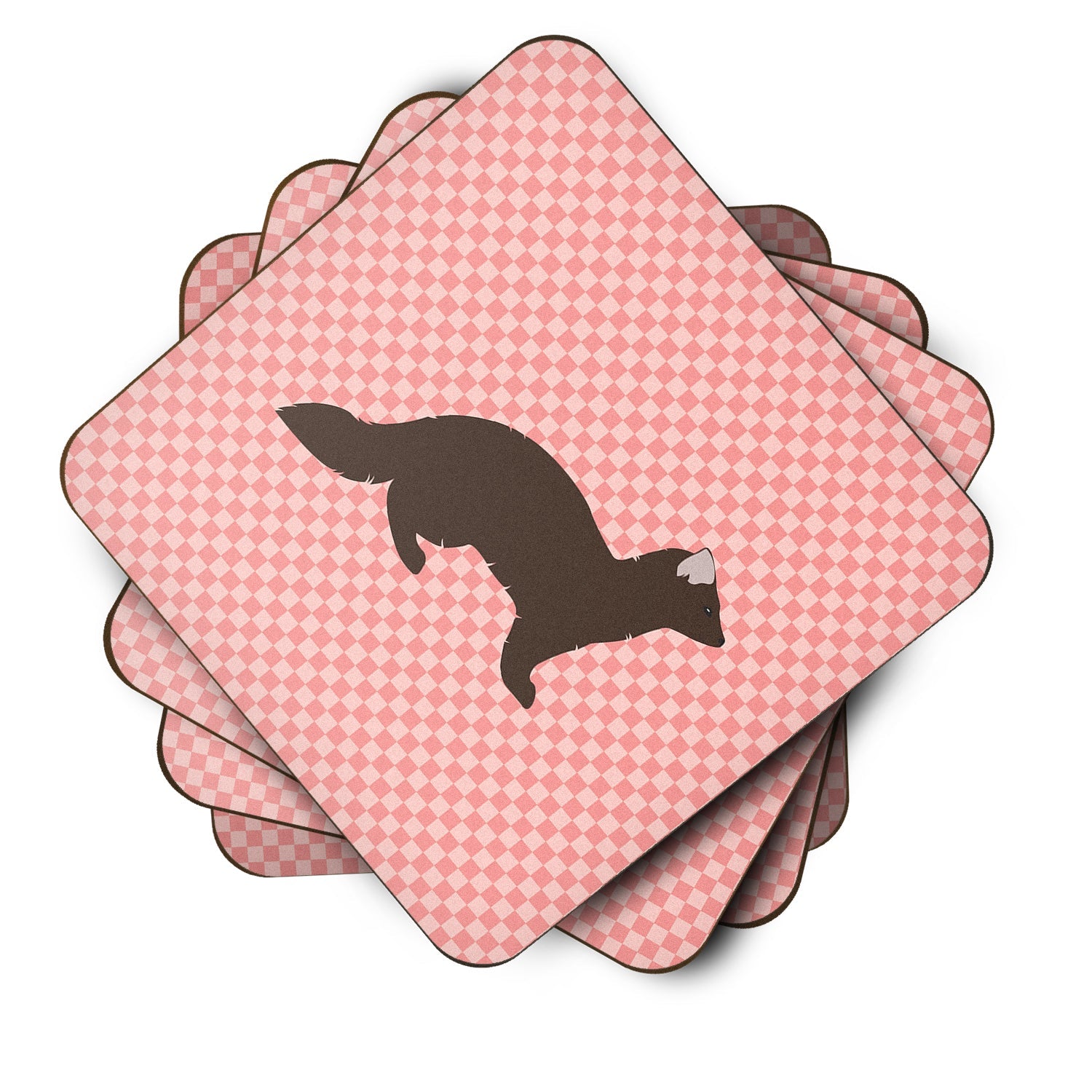 Sable Marten Pink Check Foam Coasters Set of 4 Cup Coasters for Indoor Outdoor, Tabletop Protection, Anti Slip, Mouse pad Material