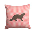 Sable Marten Pink Check Decorative Throw Pillow 14x14 Indoor Outdoor Accent Cushion, Fabric Cover with Insert for Sofa, Bed, Porch & Living Room